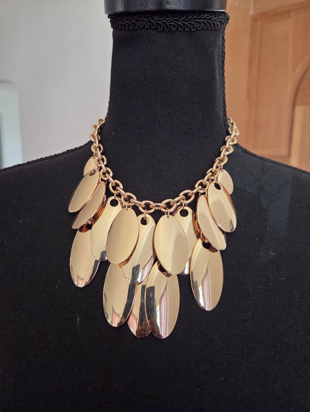 INC Gold-Tone Sculptural Disc Statement Necklace - Picture 1 of 4